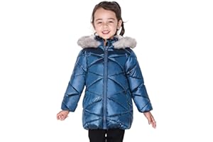 SOLOCOTE Girls Winter Coats Hooded Sherpa Lined Lightweight Jacket Thick Warm Puffy Waterproof Windproof Cotton Shiny Jackets