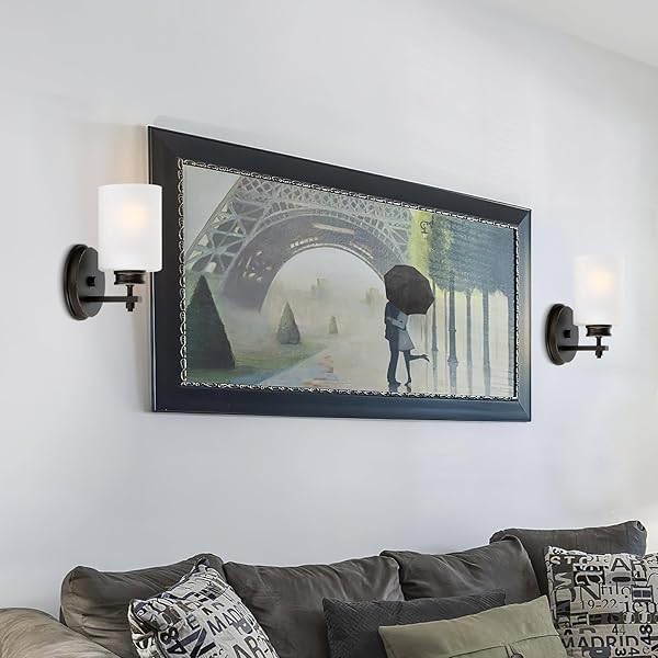 KIRA HOME PHOEBE 8″ MODERN WALL SCONCE WITH FROSTED SEEDED GLASS CYLINDER SHADE, INDUSTRIAL WALL LIGHT WITH CYLINDER GLASS SHADE, OIL-RUBBED BRONZE FINISH