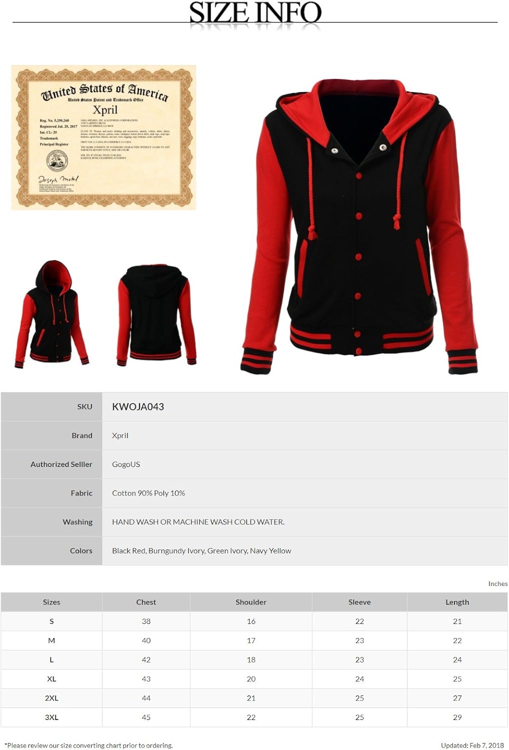 Xpril Women's Stylish Color Contrast Long Sleeves Hoodie Varsity Jacket at  Women’s Clothing store