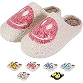 LEZIRTOI Retro Fuzzy Face Slippers for Women men， Womens Girls Cute Yellow the Lable Face House Slippers for Indoor Outdoor Pink/White/Black/Blue