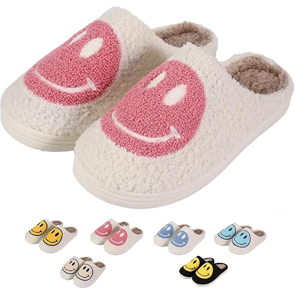 DepiYorSn Happy Face Slippers – Plush Memory Foam House Shoes For Men & Women (Black) - View #6