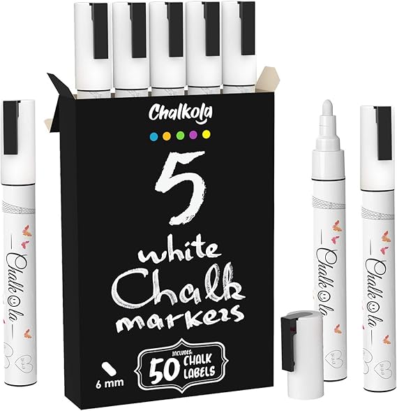 White Chalk Markers White Dry Erase Chalk Pens for Blackboards