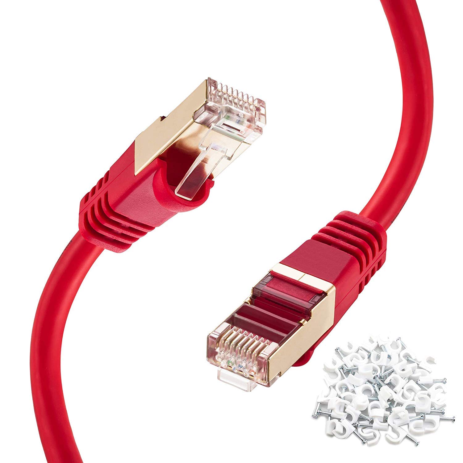 Cat6 Outdoor Cable 40 ft with Cable Clips 50pcs