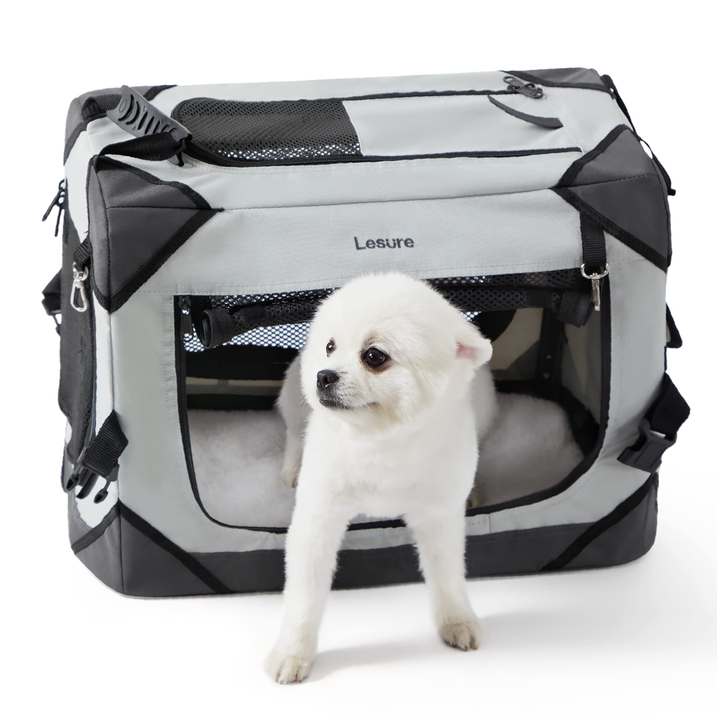 Curated visual reference: Lesure Collapsible Dog Crate Portable Dog Travel Crate Kennel For Photo Inspiration