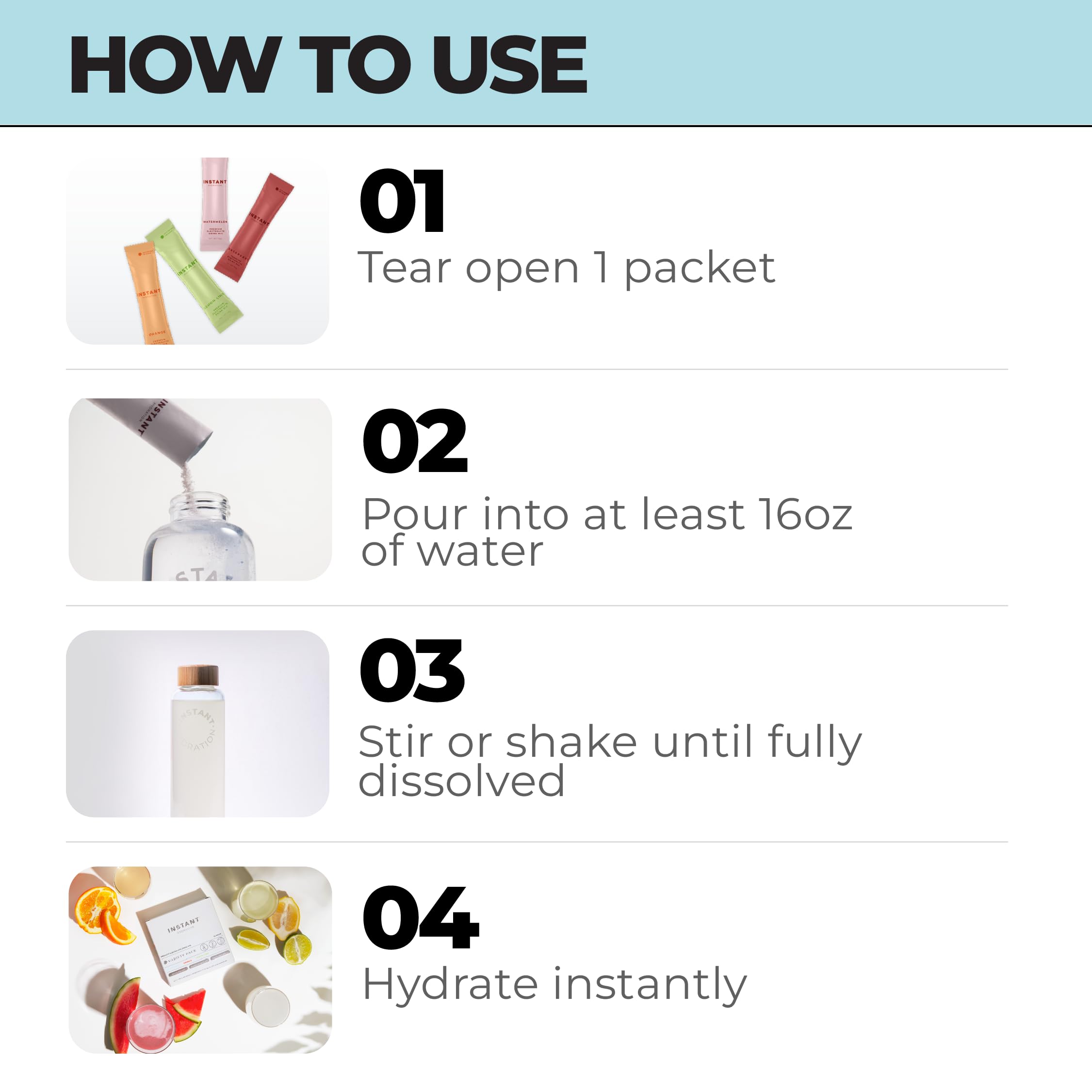 Instant Hydration Electrolytes Powder Packets