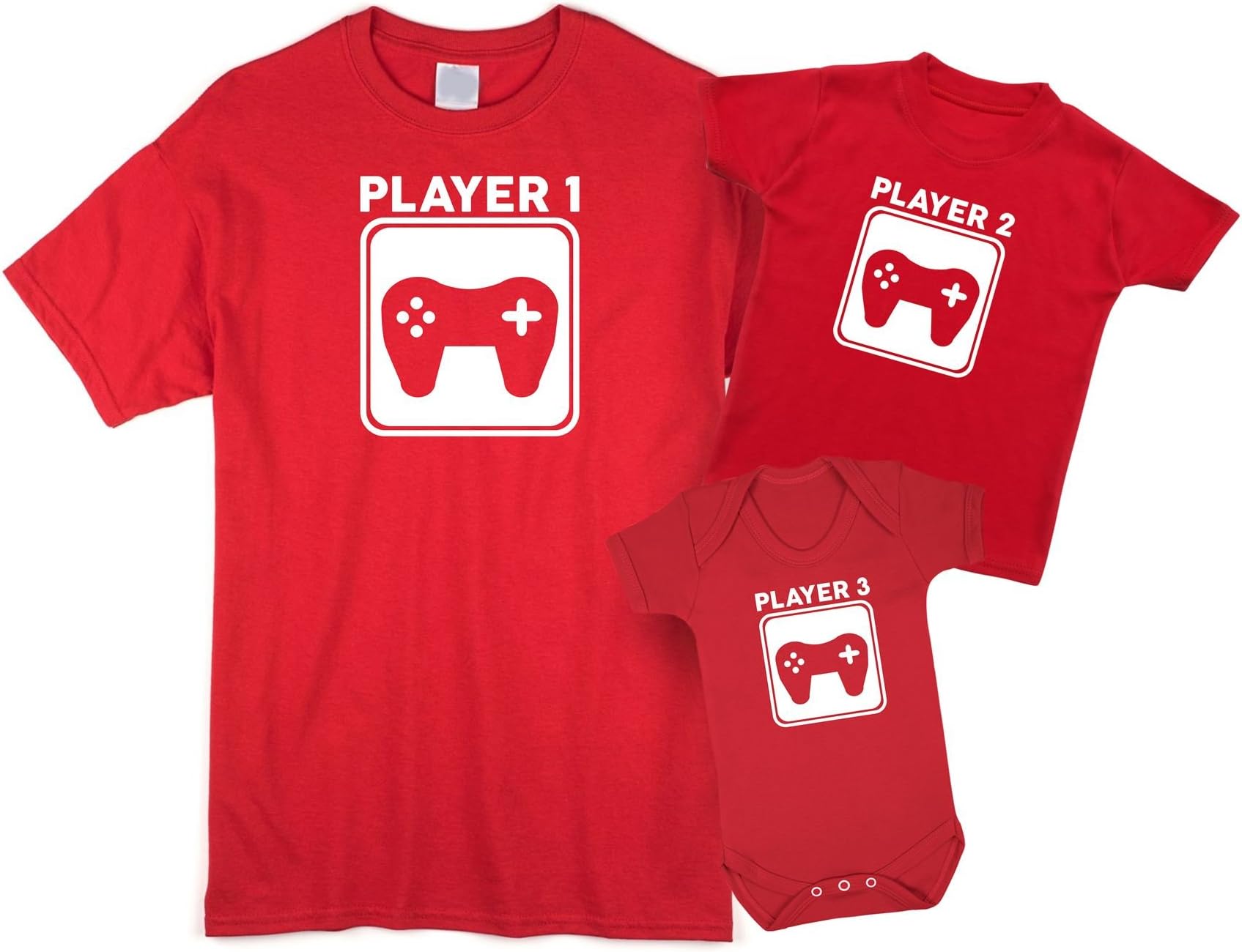 Player 1 and Player 2 - Mens T Shirt with Short Sleeve Bodysuit Matching Gift Set