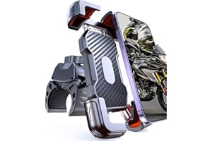 Bovemanx Motorcycle Phone Mount, [150mph Wind Anti-Shake][7.2inch Big Phone Friendly] Bike Phone Holder for Bicycle, [5s Easy Install] Handlebar Phone Mount, Compatible with iPhone (Orange)