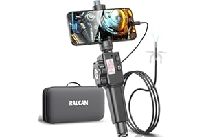 Ralcam Two-Way Articulating Borescope, Endoscope Camera with Light, 6.2mm Inspection Snake Camera for Automotive Mechanics Compatiable with iPhone and Android Phone Waterproof 3.3FT Flexible Cable