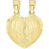 Ice on Fire Jewelry 14k Solid Yellow Gold Breakable Te Amo Heart Pendant