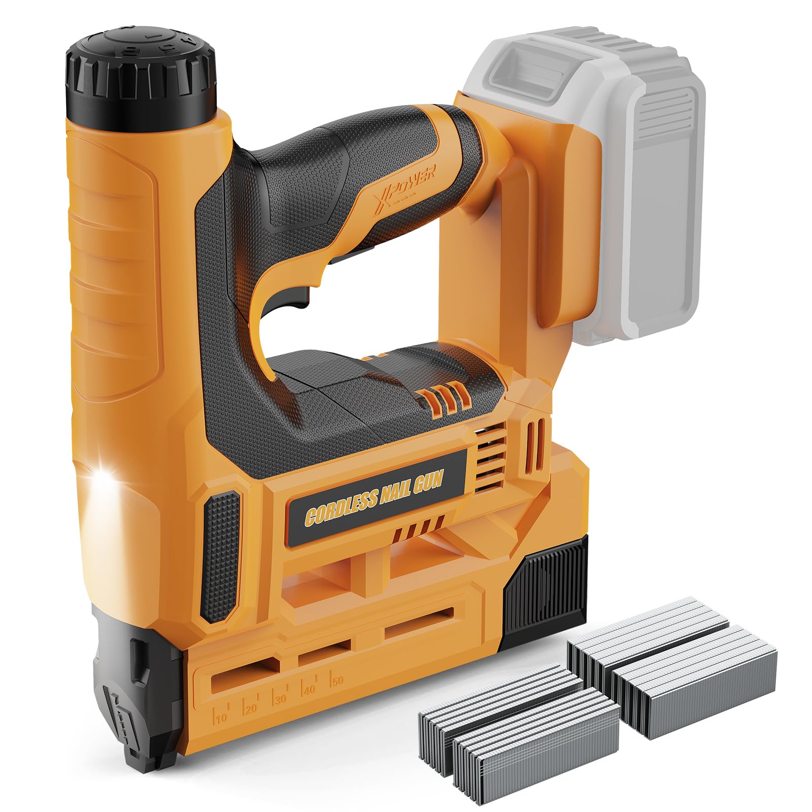 Photo 1 of Cordless Brad Nailer & Staple Gun for DeWalt 20V Battery – 2-in-1 Electric Nail Gun with Adjustable Depth, Brushless Motor, Safety Lock, LED Light, 1000 Nails & 1000 Staples (Tool Only)