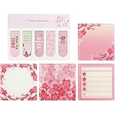 4 Pcs Pink Glitter Transparent Frosted Sticky Note Pads Set with 5 Pcs Magnetic Flower Bookmarks, Waterproof Translucent Memo Pad for Office Supplies (Pink)