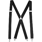 HOLD’EM Men’s X-Back Adjustable suspenders for trousers & jeans, Straight Clip-on Tuxedo Suspenders