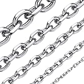 ChainsHouse Stainless Steel Cable Chain Necklaces for Men Women, 3mm/5mm/7mm/9mm/12mm 18K Gold/Black Plated Mens Cable Link Chains, 18"-30" Length - Send Gift Box