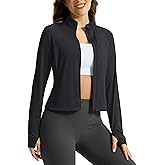 Soothfeel Women's UPF 50+ Sun Protection Athletic Jacket Lightweight Crop Zip Up Long Sleeve SPF Shirts Hiking Workout Pocket