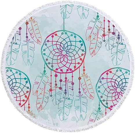 ISAAC ENGLAND Toalla de Playa Redonda con Borla Dream Catcher