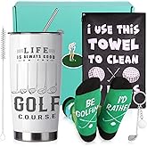 ONIYEA Golf Gifts for Men, Fathers Day Golf Gifts, Golfing Gifts Basket for Golfer Lovers,Funny Golfer Gift for Him Dad Uncle, Husband Boyfriend, 20 Oz Golfing Cup Tumbler
