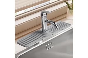 Silicone Faucet Mat Gen 2 - Kitchen Sink Splash Guard With Outlet & Slope Upgraded - Faucet Draining Mat for Kitchen, Bathroo