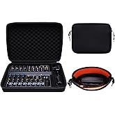 DR·AMIU Hard Case Compatible with Mackie Mix12FX, Behringer Xenyx 1202SFX 12-Channel Streaming Mixer with Small Storage Bag, Travel Carrying Protective Case