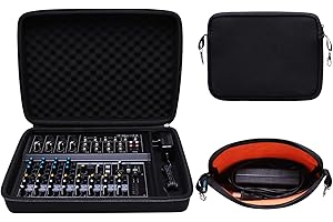DR·AMIU Hard Case Compatible with Mackie Mix12FX, Behringer Xenyx 1202SFX 12-Channel Streaming Mixer with Small Storage Bag, Travel Carrying Protective Case