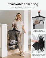 SOLEDI 90L Laundry Basket with Lid Collapsible Removable Inner Bag Grey view 5