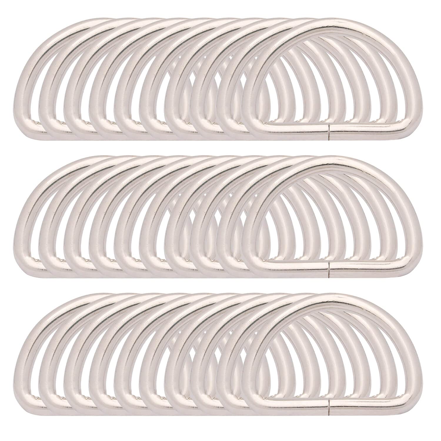 BIKICOCO Metal D-Rings Buckle, 1-1/4 Inch Non-Welded for Webbing Sewing DIY - Silver - Pack of 30