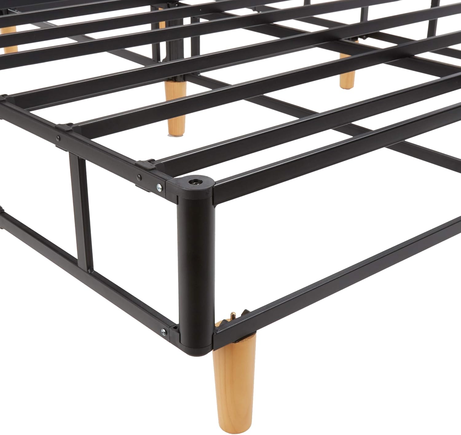 Basics Premium Foldable Mattress Foundation/Box Spring with Steel Slats and Wood Legs, Tools-free Assembley, Full: Furniture & Decor