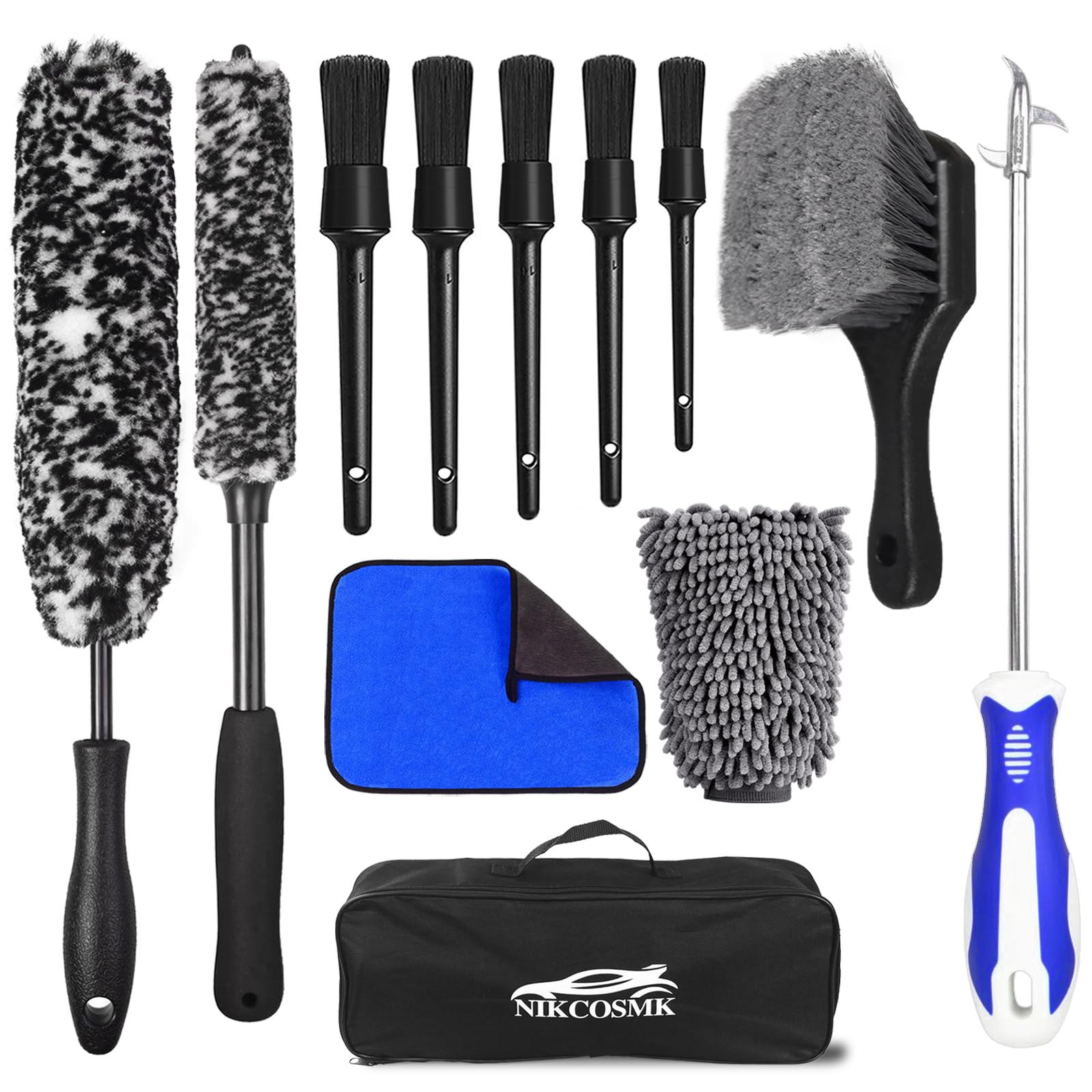 Photo 1 of 12Pcs Wheel Brush Kit for Cleaning Wheel and Tire, Wheel and Rim Brush, Car Detailing Brushes, Tire Brush, Bendable & Durable Car Wheel Rim Cleaner Brush Set,Car Detailing Cleaning Brush Supplies Kit