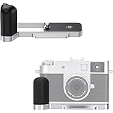 JJC Metal Hand Grip L-Shape Bracket for Fuji Fujifilm X Half Digital Camera, Secure Handgrip with Silicone Side Handle & Anti-Slip Pad, Arca Swiss Quick Release Plate with 1/4"-20 Tripod Hole, Silver