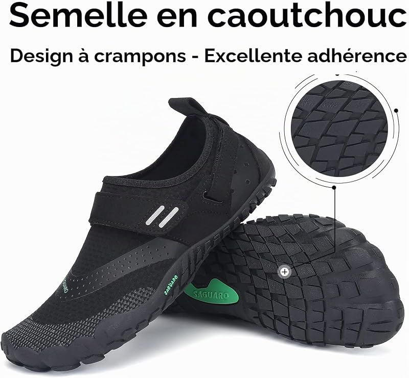 Chaussure Minimaliste Homme Barefoot Shoes Femme Légère Randonnée Chaussures de Trail Running Outdoor Fitness Barefoot Shoes avec Semelle Zero Drop Nuit Noire,GR.41