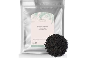 Starwest Botanicals Whole Elderberries - Dried Elderberries for Syrup, Tea, Gummies, & Jam, Immune Support, Certified Kosher, Wildcrafted Natural Berries - Bulk 1 lb Bag