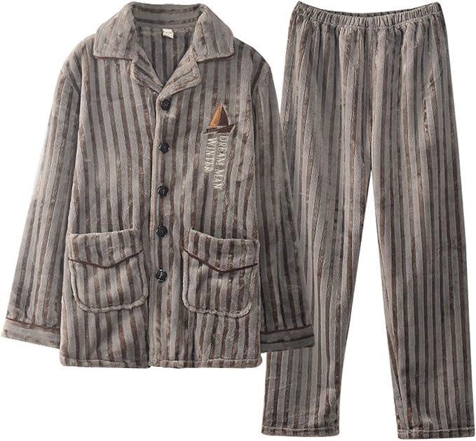 Amazon 三好優品 ルームウェア メンズ 冬 もこもこ パジャマ 前開き 厚手 フランネル 長袖 部屋着 上下セット あったか 大きいサイズ パジャマ 通販