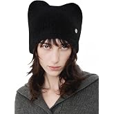 Ababalaya Women's Wool Beanie Cute Cat Ear Beanies Y2K Beanie Hat with 3D Ear