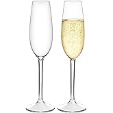MICHLEY Champagne Flutes Set of 2, 7.6 oz Stemmed Champagne Glasses 7.6 oz, Unbreakable Tritan Plastic Wine Glassware Wedding Gifts
