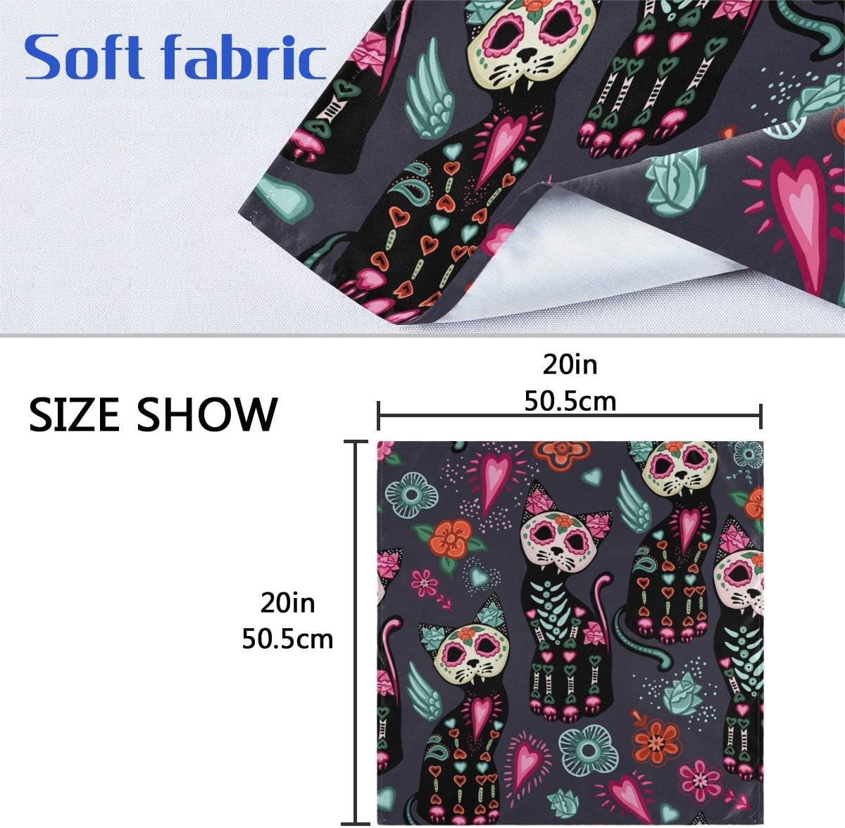 Cpyang Serviettes De Table En Tissu Motif Tete De Mort Motif Chat 50 X 50 Cm Ameublement Et Decoration Literie Et Linge De Maison Napravi Rs