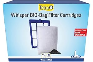 Tetra Whisper Bio-Bag Filter Aquarium Cartridges, Large Filter for Freshwater and Marine Fish, Removes Odors and Discoloration, Easy to Assemble, 12 Large Blue Filters