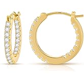 Gacimy Hoop Earrings for Women 14k Gold Plated, Cubic Zirconia Hoop Earrings with Sterling Silver Post