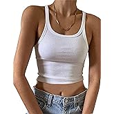 KAMISSY Women's Sleeveless Crop Tank Top Slim Fit Scoop Neck Ribbed Knit Basic Crop Cami Shirts Tops