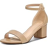 mysoft Women's Chunky Low Heels Open Toe Block Heeled Dress Ankle Strap Pump Wedding Sandals