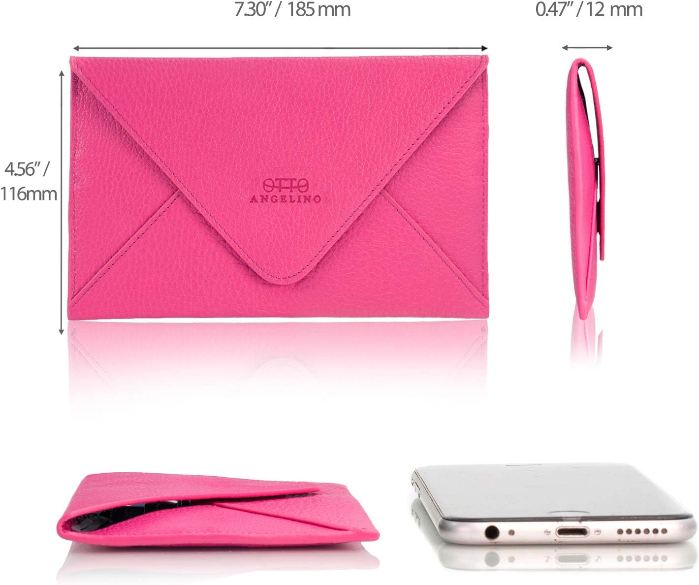 Otto Angelino Slim Genuine Leather Wallet Clutch - Multiple Slots Money, ID, Cards, Smartphone, RFID Blocking - Unisex - Image 3