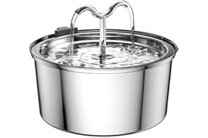 DOOOB Cat Water Fountain, 3.2L/108OZ Stainless Steel Pet Water Dispenser Automatic Metal Dog Drinking Fountains Water Bowl with Replacement Filters Ultra-Quiet Pump