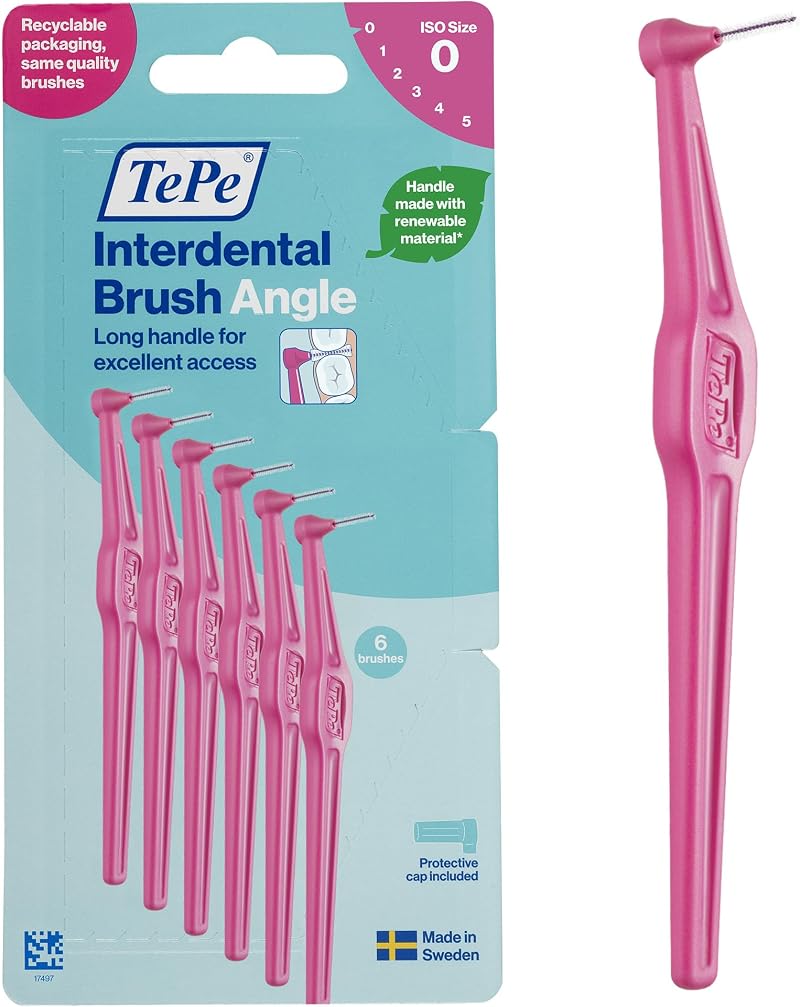 TePe Angle Interdental Brush Pink ISO 0 0.4mm 6 pcs Carton Pack