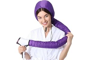 Deep Conditioning Hair Dryer Bonnet, Large Adjustable Hooded Attachment Cap with Elastic Strap for Natural Curly Hair, Fast D