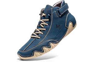 DEVILEYEZE Men's Casual Ltalian Handmade High Top high boots Leather Outdoor Walking Sneakers Slip-on Lightweight Non-Slip Waterproof Driving Chukka Boots