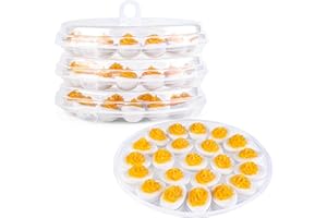 HAKSEN 3PCS Deviled Egg Containers with Lid, Clear Deviled Egg Platter Egg Carrier Egg Holder Deviled Egg Keeper Easter Thanksgiving Party Home Kitchen Supplies