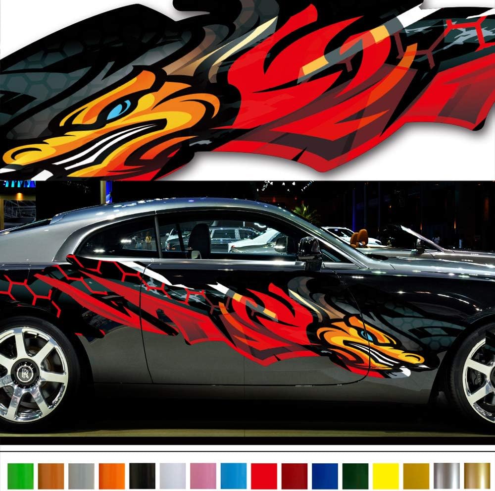Amazon バイナルグラフィック覚醒シリーズドラゴン01 ワイルドスピード系デカール 車用かっこいいステッカー 上質本格限定カスタム ステッカー デカール 車 バイク