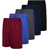 QWE 5 Pack Boys Athletic Shorts, Youth Basketball Soccer Quick Dry Shorts with Pockets for Kids Outdoor Running Gym