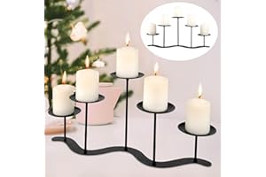 EALPVIS Iron Candle Holder Fireplace: 5 Metal Candelabra Centerpiece Decor - Candle Holder Stand for Candelabra Pillar Candles