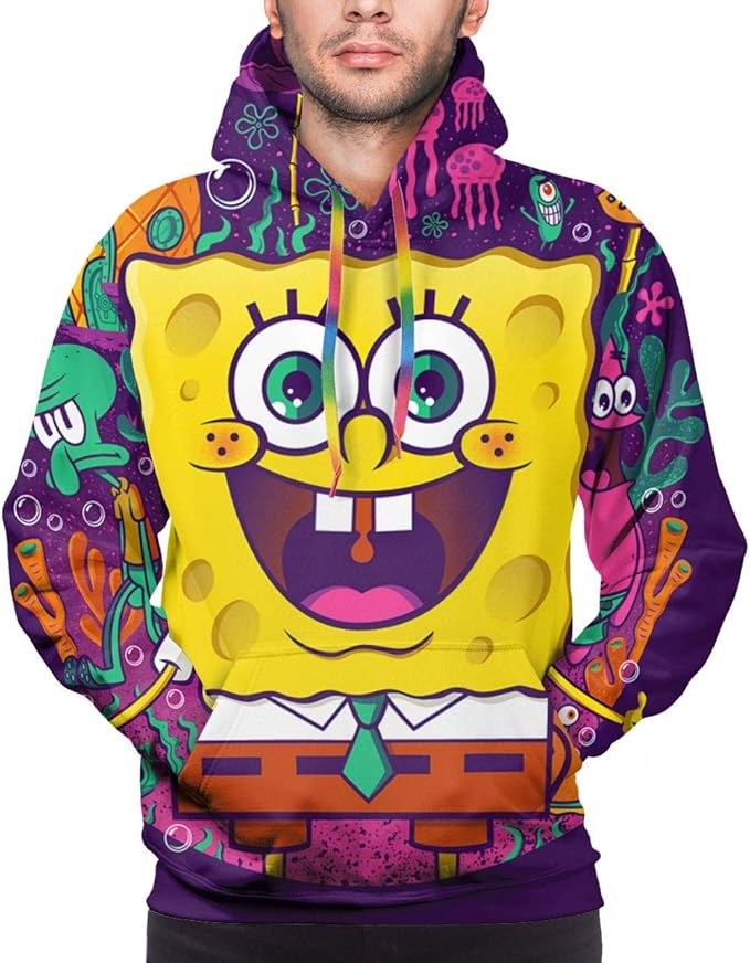 Spongebob Men's Hoodie with Front Pocket Sweatshirts 3D Print ...