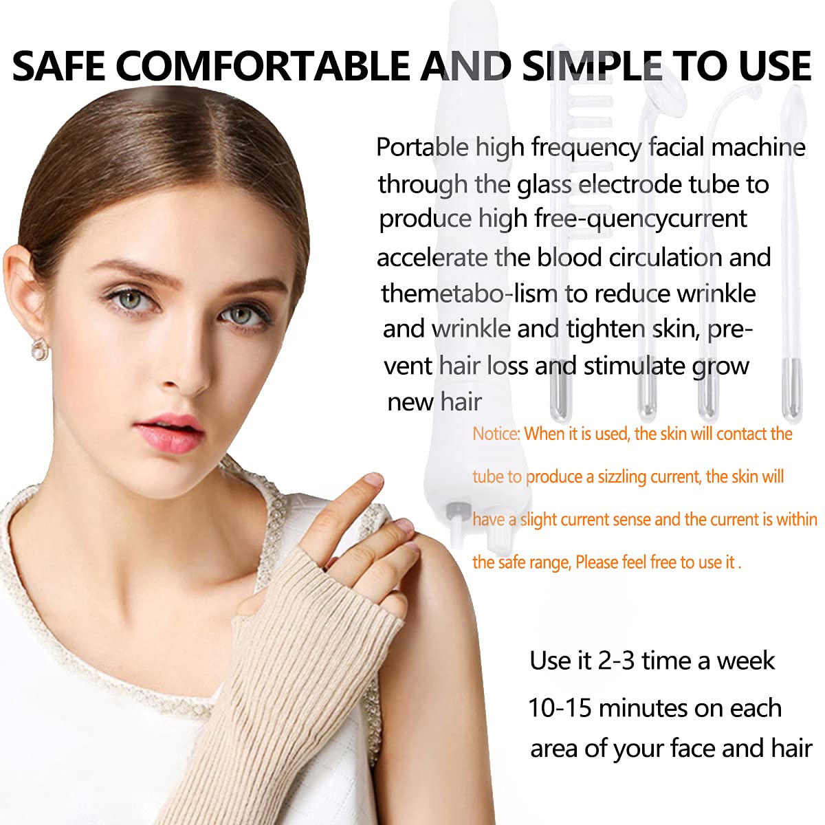 Numbowan High Frequency Facial Machine, Handle Skin Therapy Wand for Skin Tightening,Wrinkle Reducing, Anti-Aging, Dark Circles, Hair and Scalp Stimulator 4 in 1: Beauty