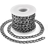 Pandahall 16.4 Ft Gunmetal Aluminium Curb Chain 13x9.5x2mm Black Aluminium Thick Chain Unwelded Large Link Decorative Craft Chain for Jewelry Making Necklace Bracelet